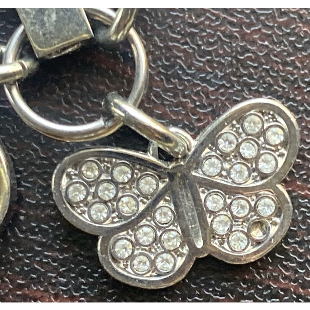 Coach Multi BUTTERFLY Pink White Glitter Charm Fob Keychain Rare Pave Stones - Picture 3 of 8